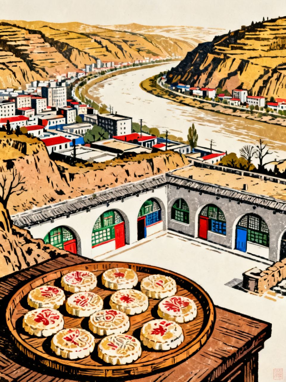 子洲县 · 版画 · AI 示意