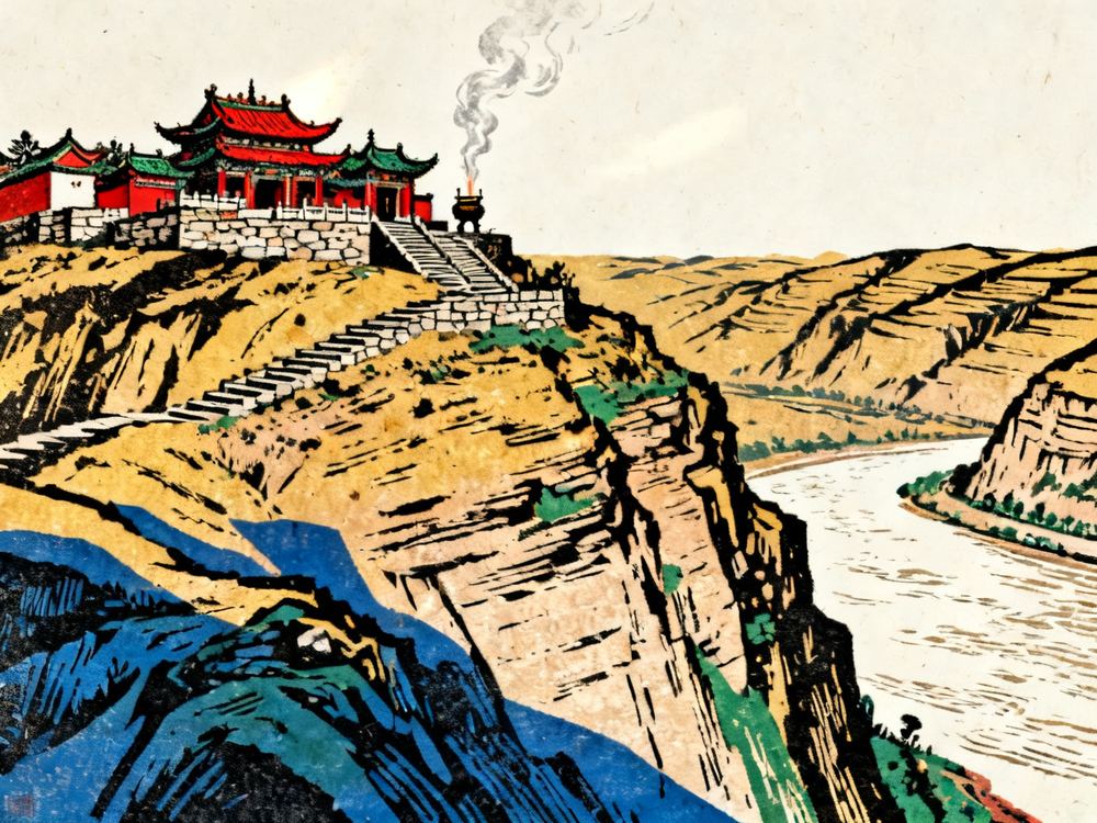 白云山景区 · 版画 · AI 示意