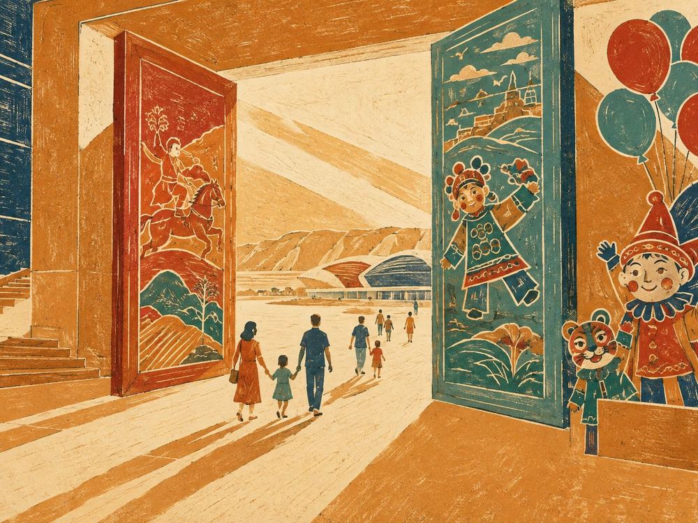 打开艺术之门 · 2026 暑期儿童艺术季 · 版画 · AI 示意