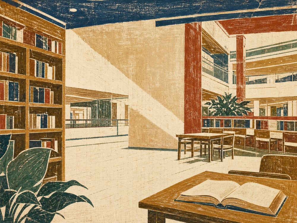 榆阳区城市书房（喜洋洋时代广场） · 版画 · AI 示意